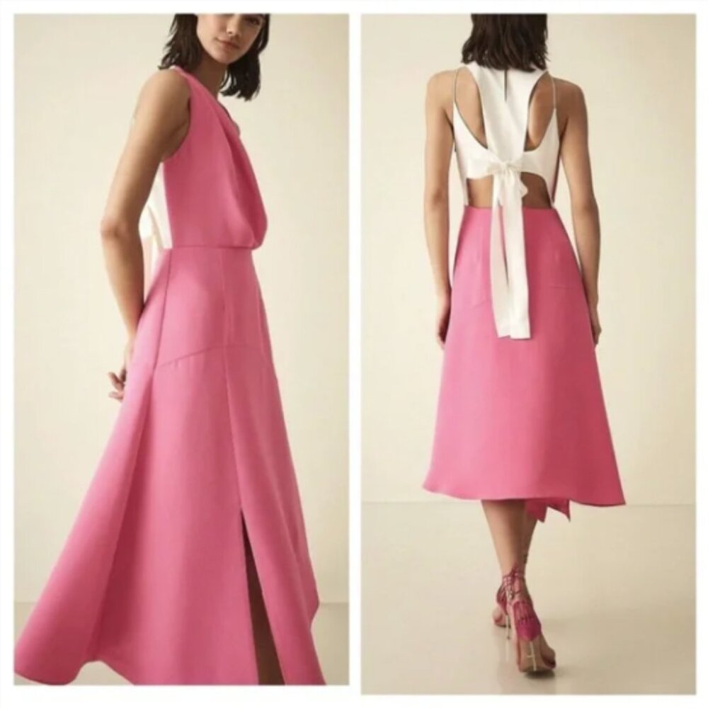 Reiss Cheyenne Midi Dress Back - cut out back with bow tie